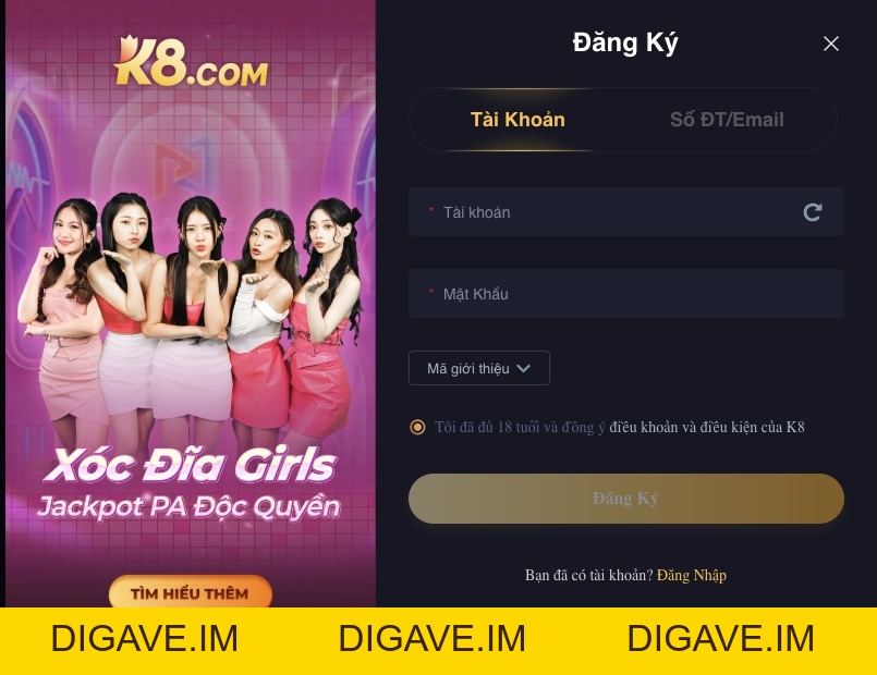 Đăng ký K8bet - Nhà cái K8bet - Digave